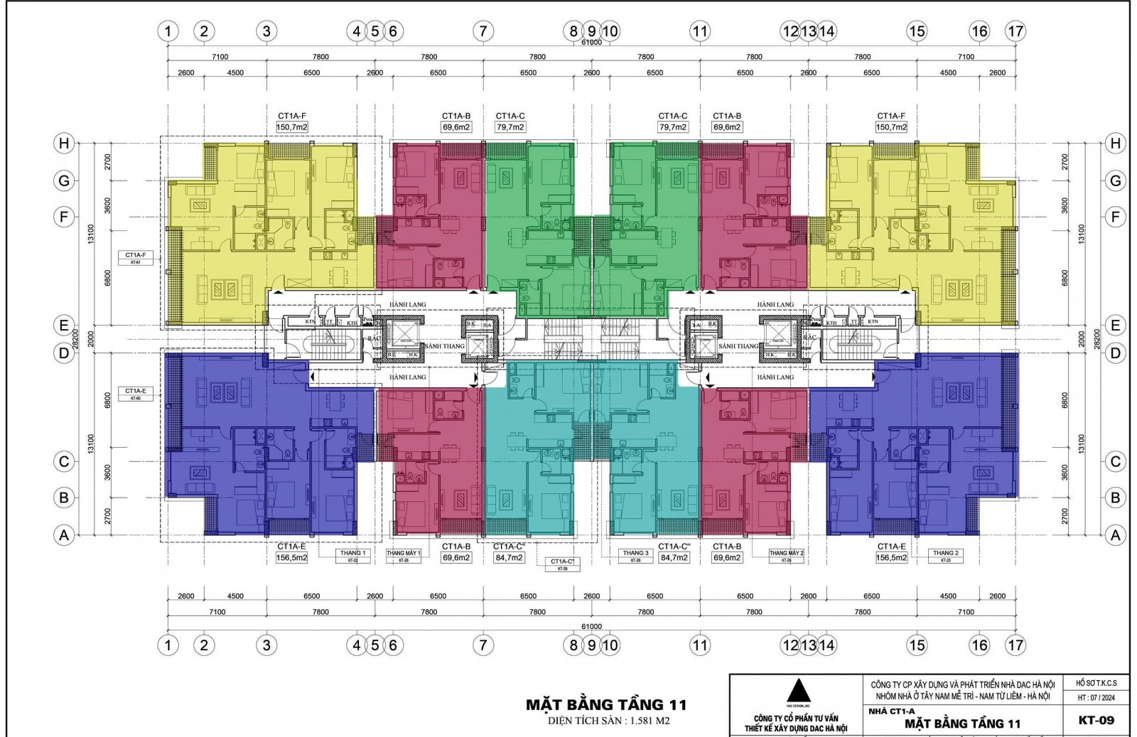 Mặt bằng chung cư CT1A Nhóm nhà ở Tây Nam Mễ Trì