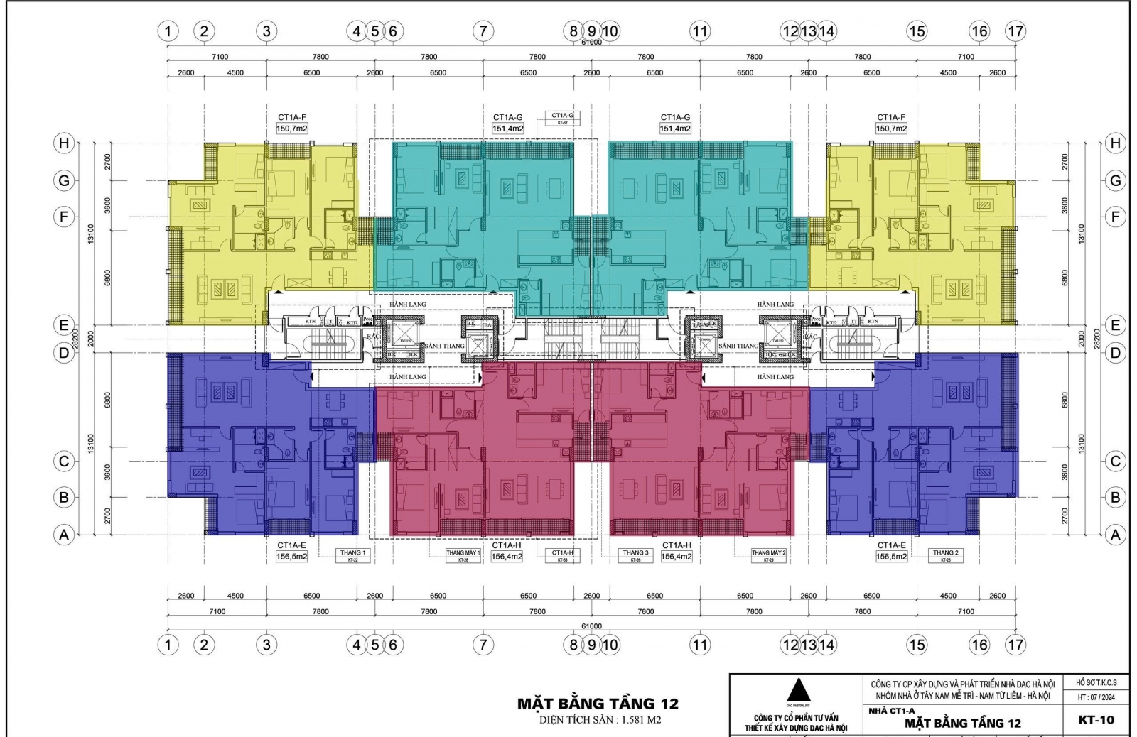 Mặt bằng chung cư CT1A Nhóm nhà ở Tây Nam Mễ Trì