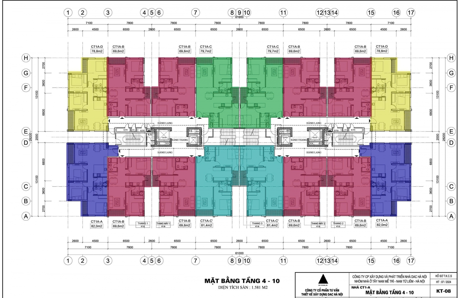 Mặt bằng chung cư CT1A Nhóm nhà ở Tây Nam Mễ Trì
