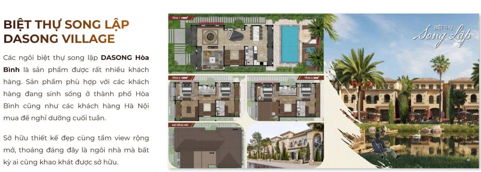 Mẫu biệt thự song lập Dasong Village Hòa Bình