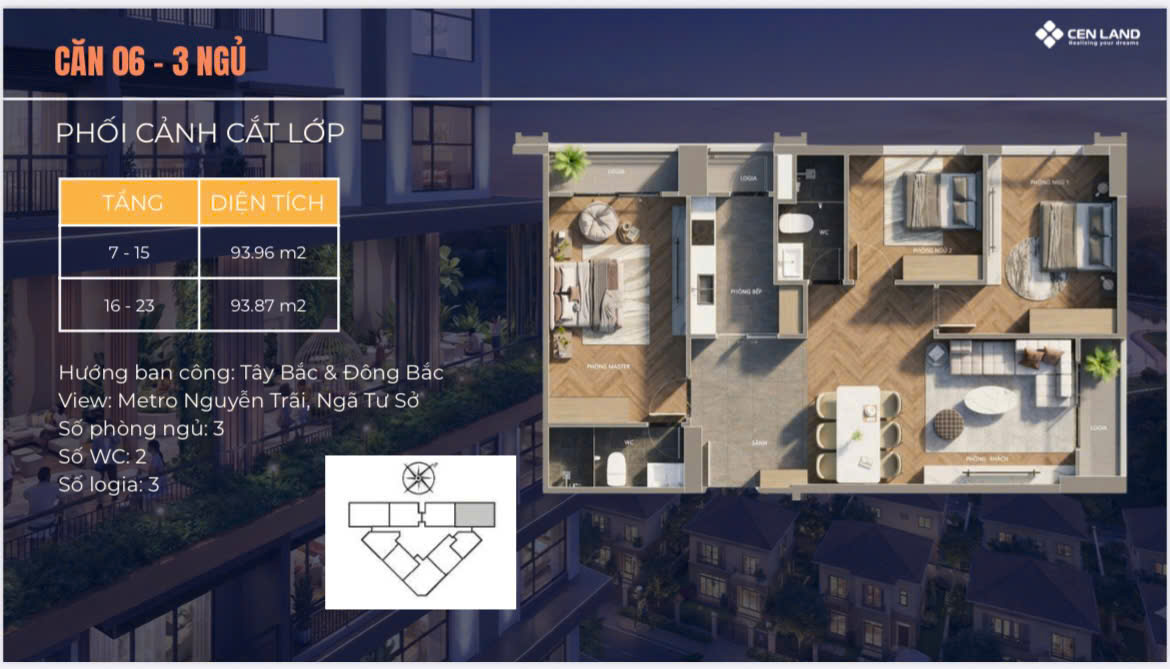 Mặt bằng Động Lực Tower 130 Hạ Đình 93m2