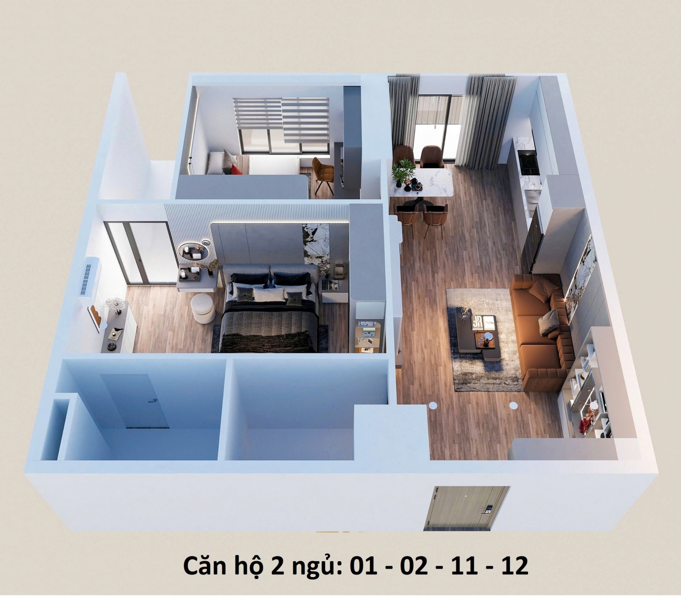 Handico Complex 33 Lê Văn Lương mặt bằng 2 ngủ