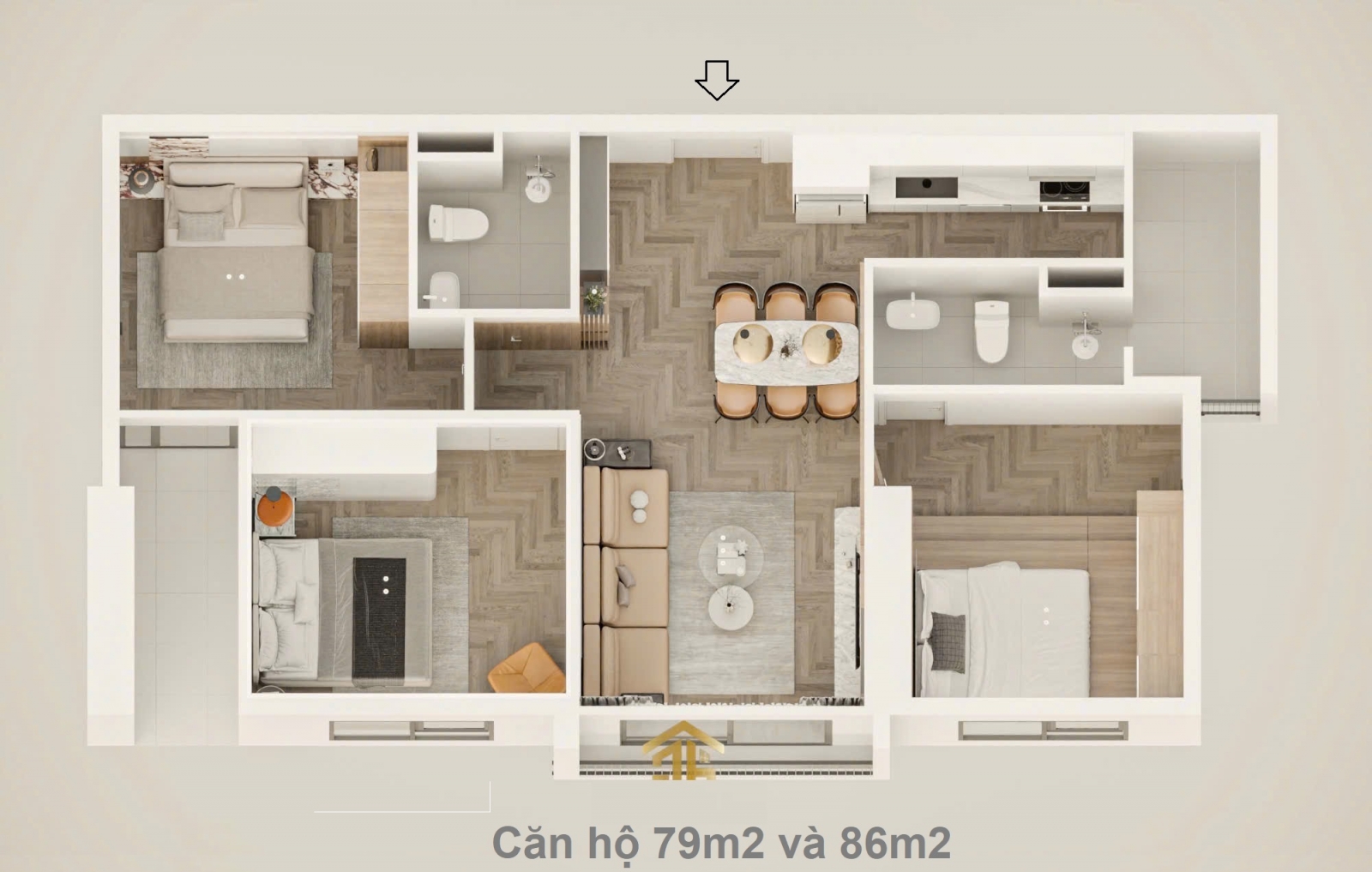 Handico Complex 33 Lê Văn Lương căn 86m2 3 ngủ