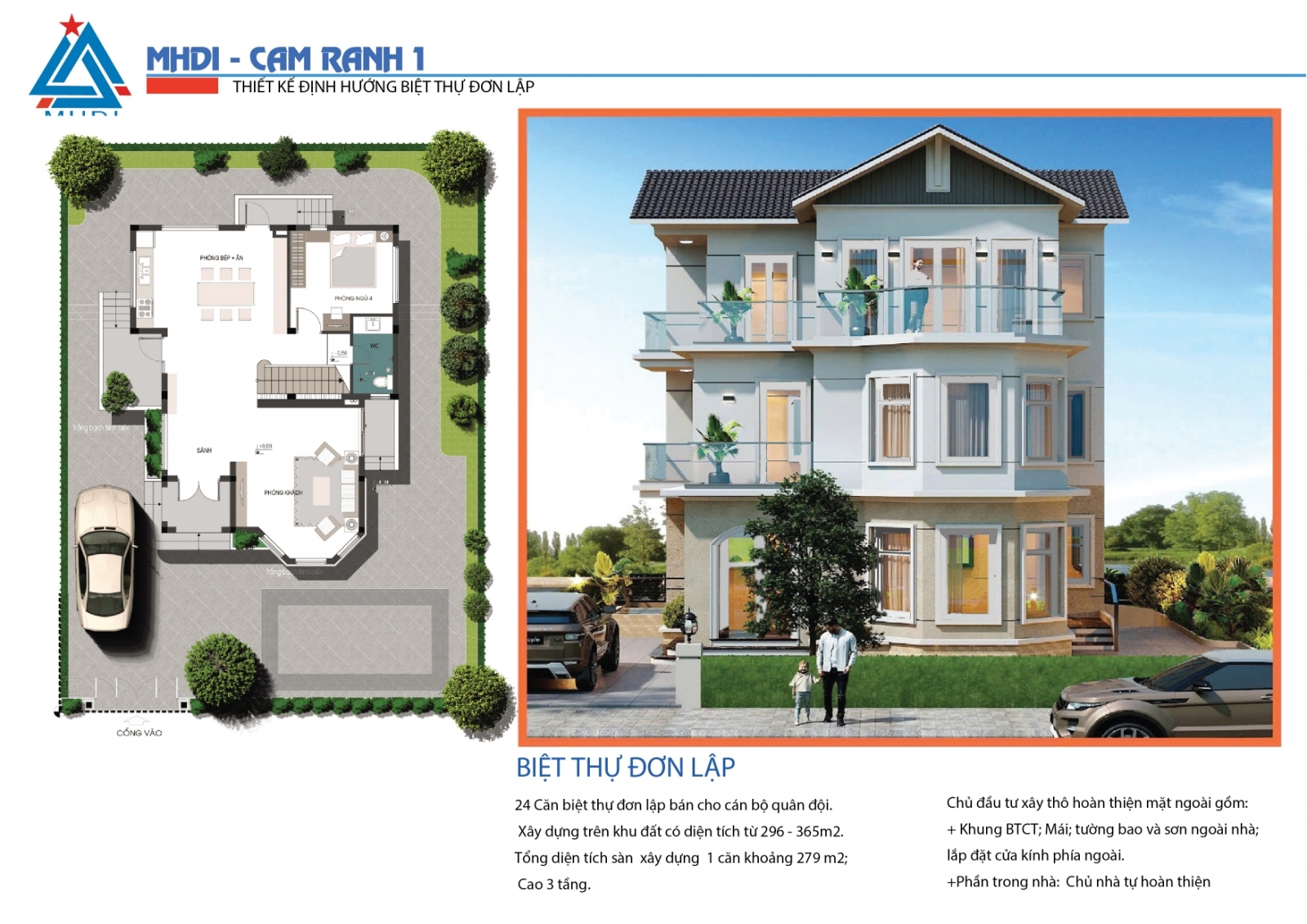 biệt thự đơn lập MHDI Cam Ranh 1 mặt bằng