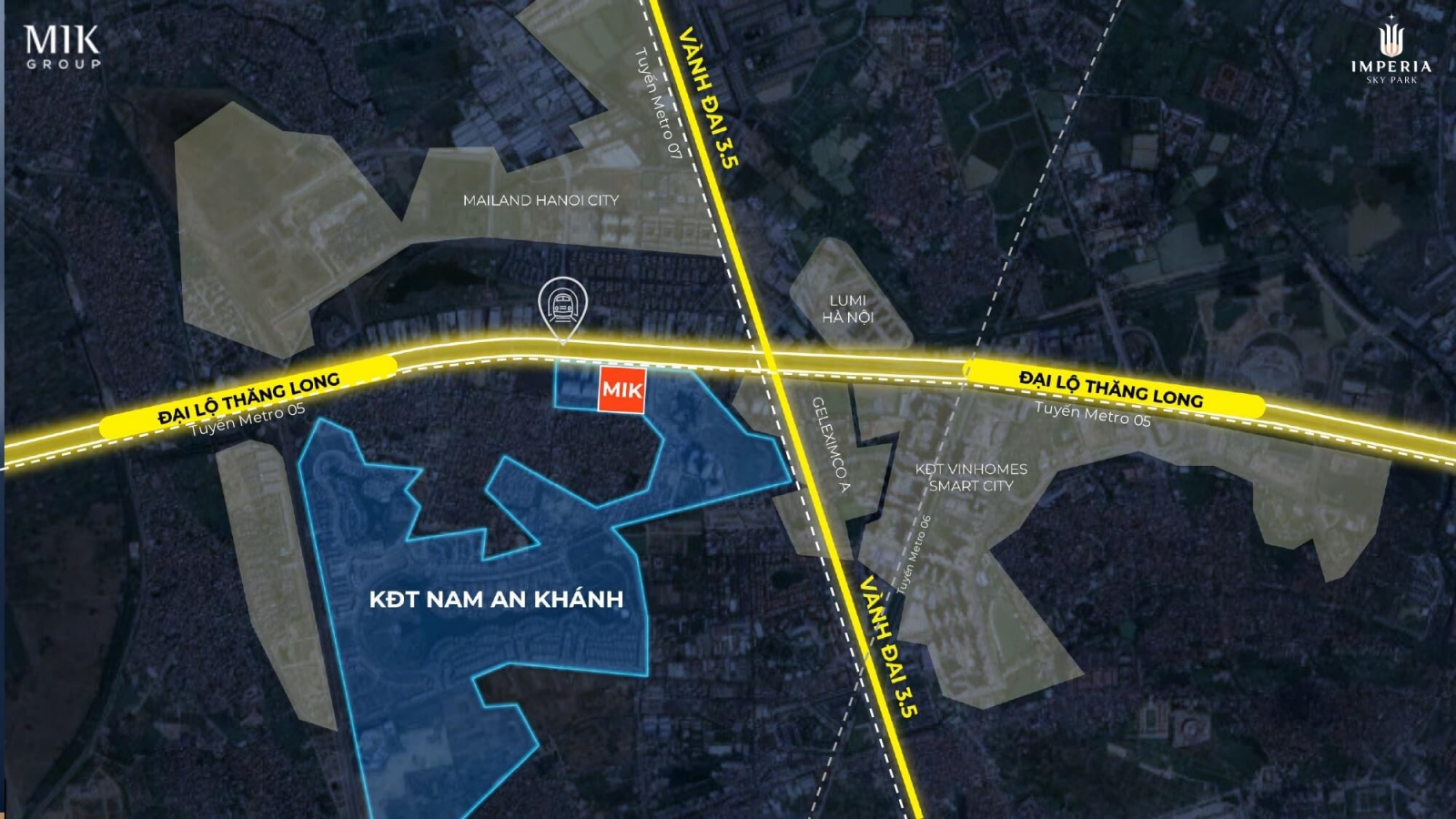 vị trí MIK Nam An Khánh Imperia Sky Park đắc địa