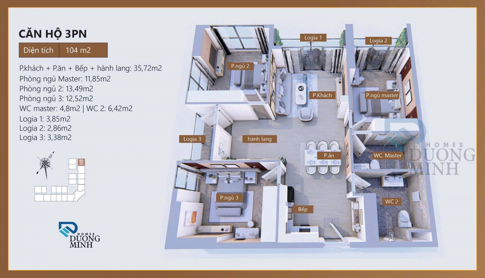 Mặt bằng Mipec Tố Hữu 3 ngủ