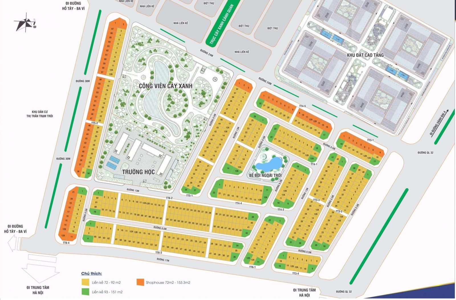 Mặt bằng Dự án Nam đường 32 (khu đô thị Westpoint)