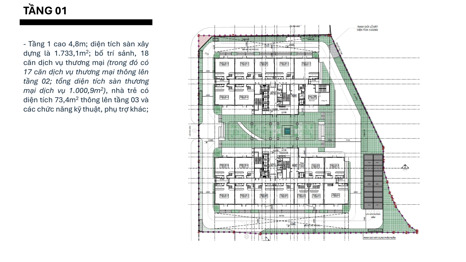 Mặt bằng nhà ở xã hội Tân Lập tầng 1