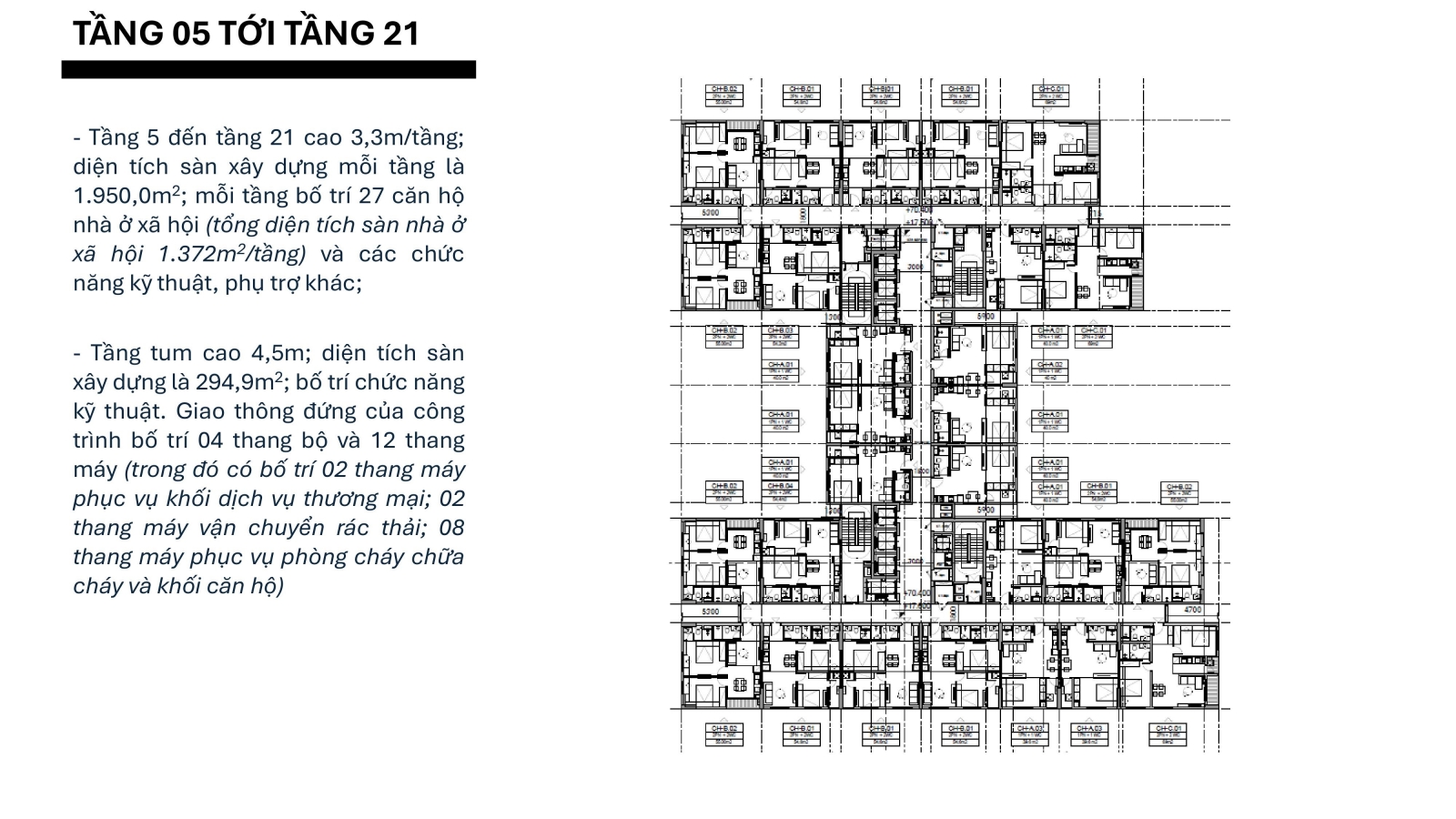 Mặt bằng nhà ở xã hội Tân Lập tầng 5
