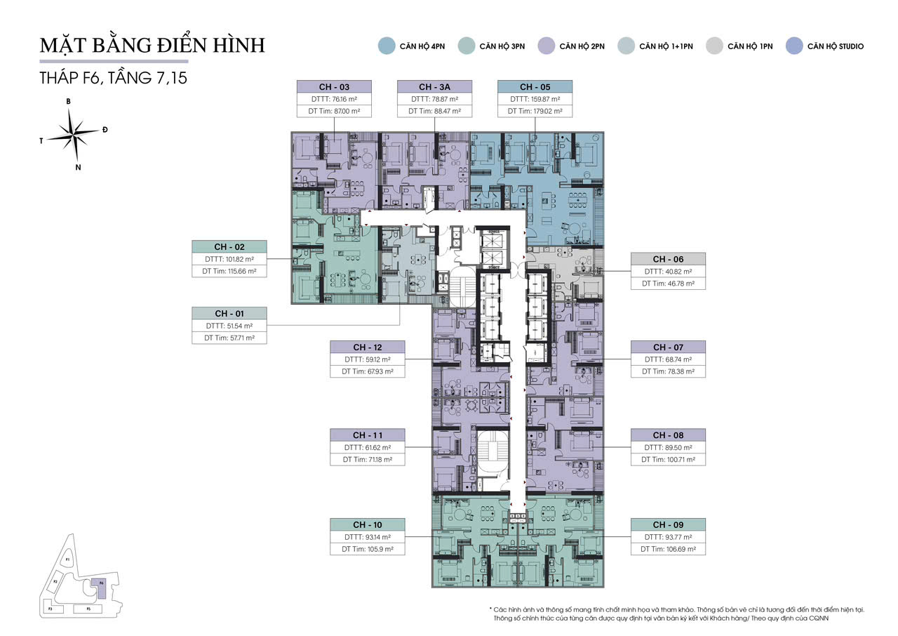  Mặt bằng Tòa F6 Sun Grand City Cầu Giấy 