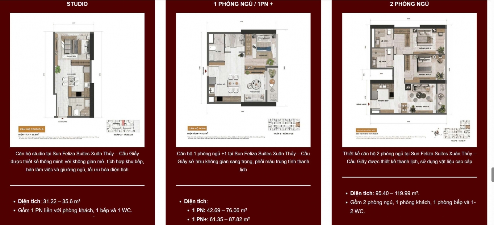 Mặt bằng Sun Feliza Suites Cầu Giấy  