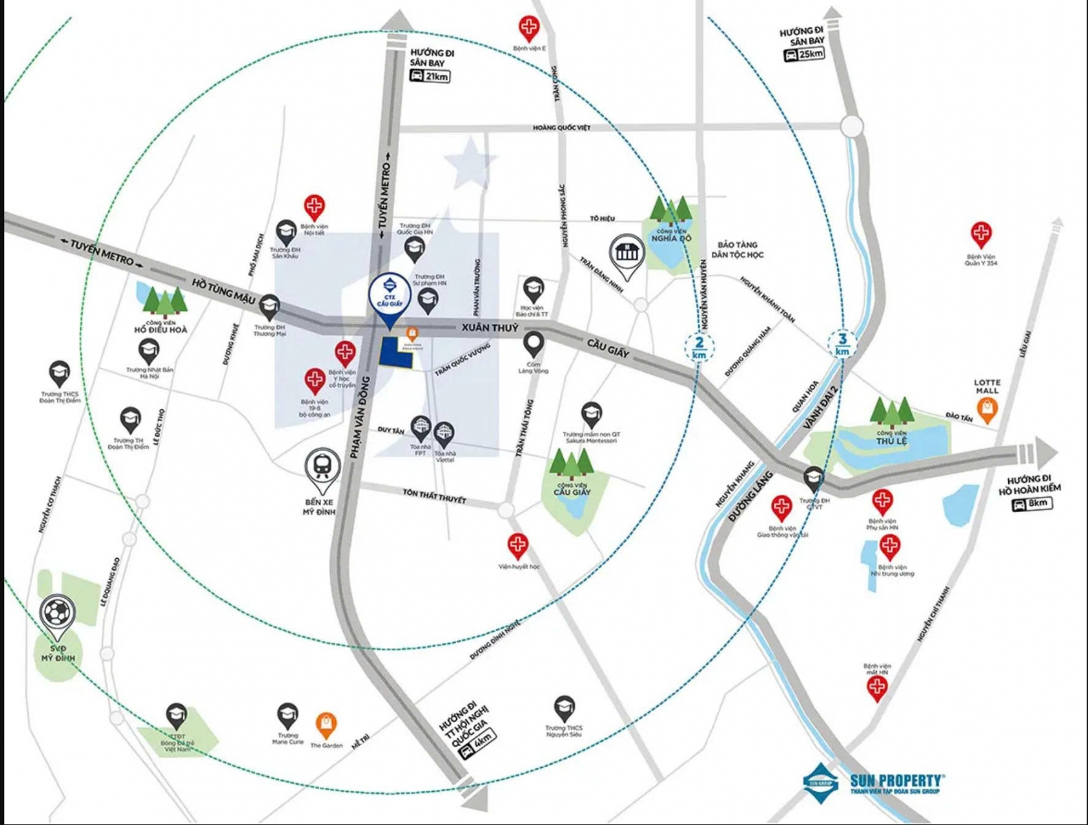 vị trí Sun Grand City Cầu Giấy - Sun Group Xuân Thủy