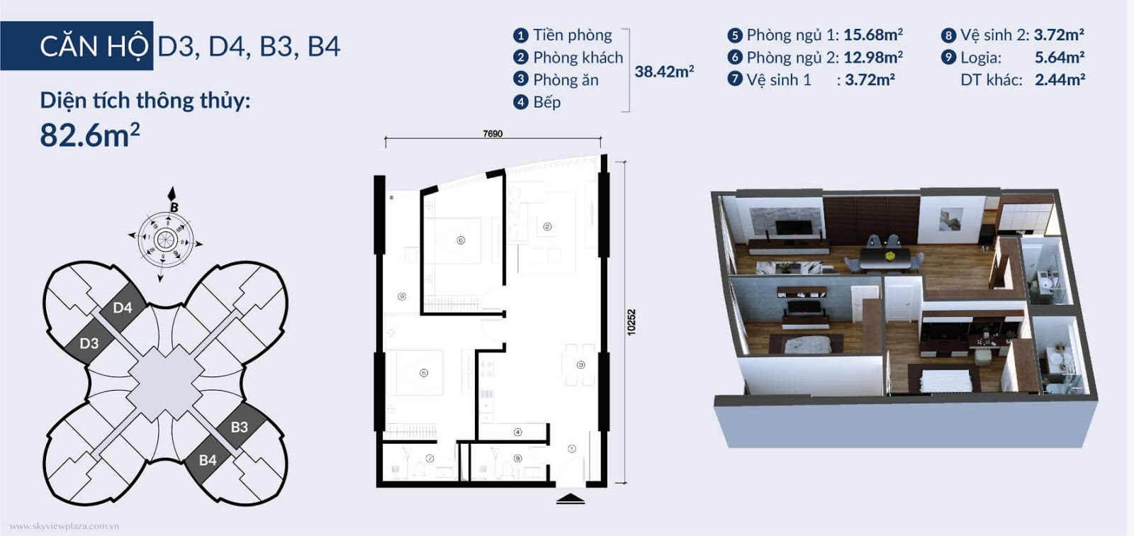 Mặt Bằng Căn hộ The Queen 360 Giải thích phóng to