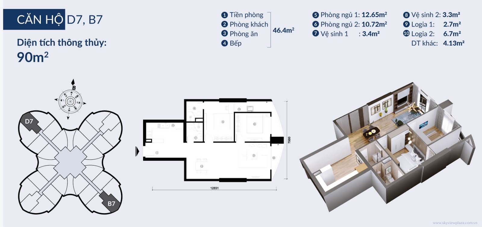 Mặt Bằng Căn hộ The Queen 360 Giải thích phóng to