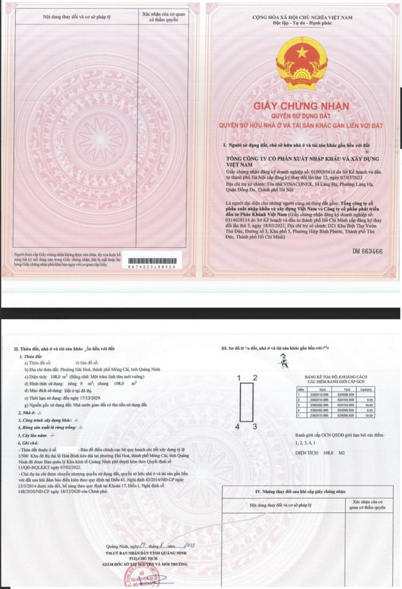 Pháp Lý Vera Diamond City Móng Cái